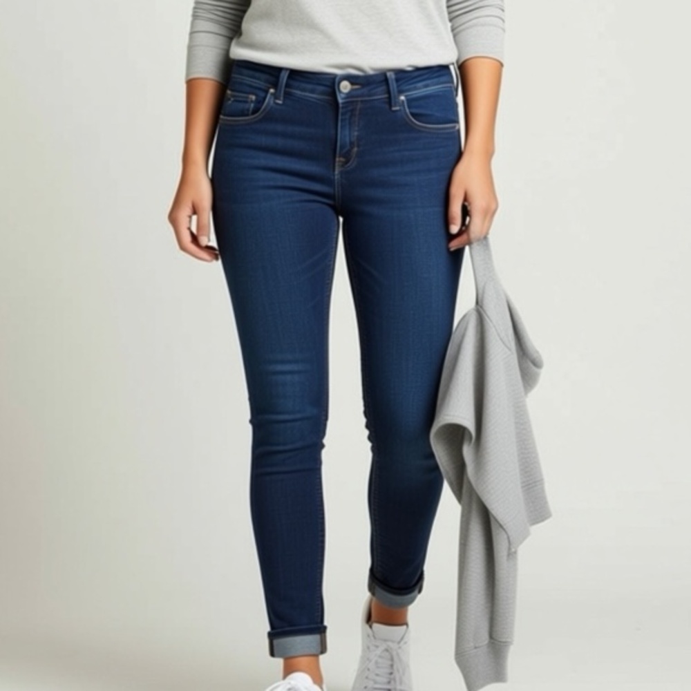 Hollister Jeans Juniors Size 7 Super Skinny Dark Wash Low Rise y2k Ankle